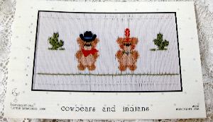 Little Memories Smocking Plate Cowbears and Indians 036 OOP